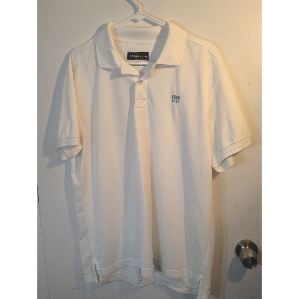 Loudmouth Golf Shirt Men's XL White Short Sleeve Performance Polo LM Logo Pique